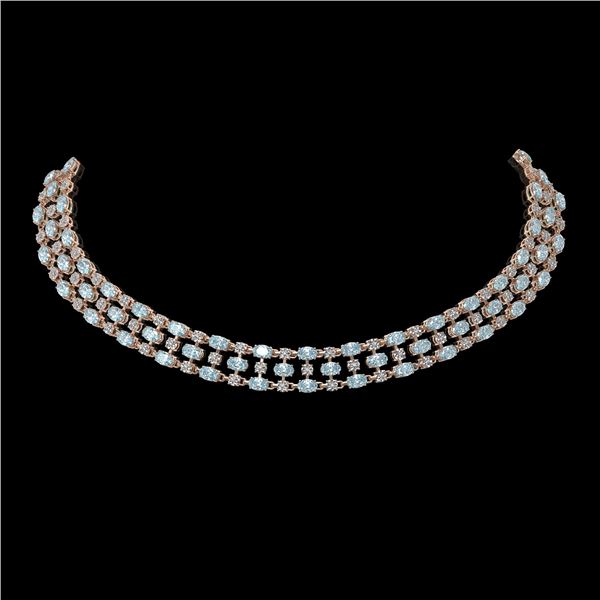 31.85 ctw Aquamarine & Diamond Necklace 10K Rose Gold - REF-527K3Y