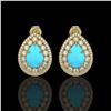 Image 1 : 7.54 ctw Turquoise & Diamond Victorian Earrings 14K Yellow Gold - REF-218M2G