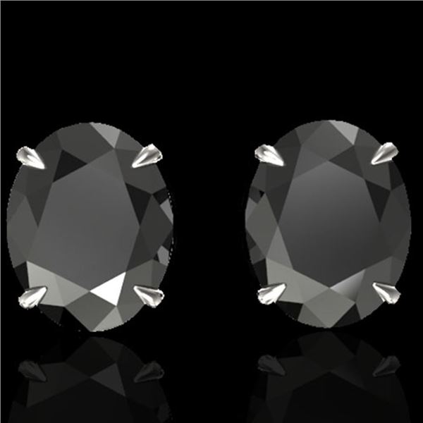 10 ctw Black Diamond Designer Stud Earrings 18k White Gold - REF-218R2K