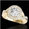 Image 1 : 2 ctw Certified Diamond Solitaire Halo Ring 10k Yellow Gold - REF-259H3R