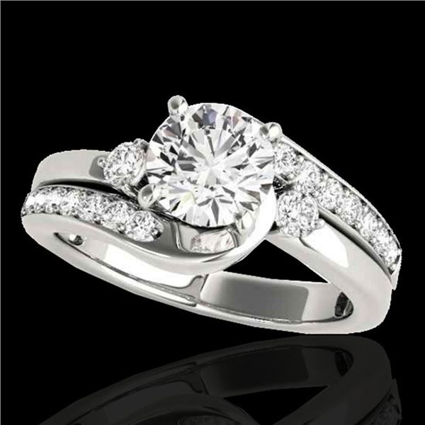 1.5 ctw Certified Diamond Bypass Solitaire Ring 10k White Gold - REF-204K5Y