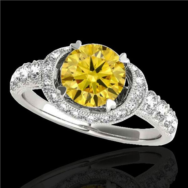 1.75 ctw Certified SI/I Fancy Intense Yellow Diamond Ring 10k White Gold - REF-204N5F