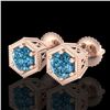 Image 1 : 1.15 ctw Fancy Intense Blue Diamond Art Deco Earrings 18k Rose Gold - REF-127M3G