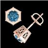 Image 3 : 1.15 ctw Fancy Intense Blue Diamond Art Deco Earrings 18k Rose Gold - REF-127M3G