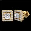 Image 2 : 2.25 ctw Princess VS/SI Diamond Micro Pave Stud Earrings 18k Yellow Gold - REF-272Y8X