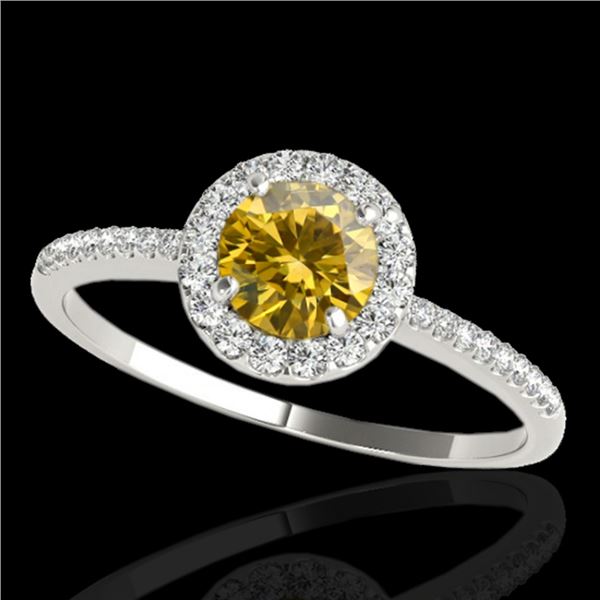 1.2 ctw Certified SI/I Fancy Intense Yellow Diamond Ring 10k White Gold - REF-177A3N