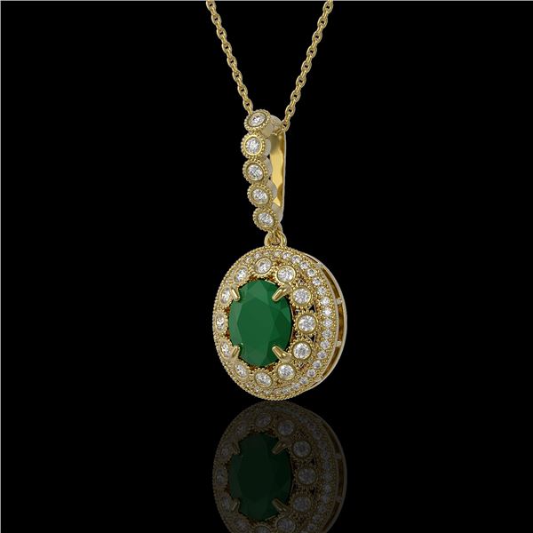 4.67 ctw Certified Emerald & Diamond Victorian Necklace 14K Yellow Gold - REF-139M8G