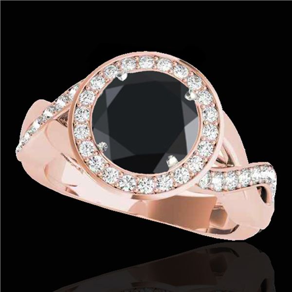 1.75 ctw Certified VS Black Diamond Solitaire Halo Ring 10k Rose Gold - REF-65M6G