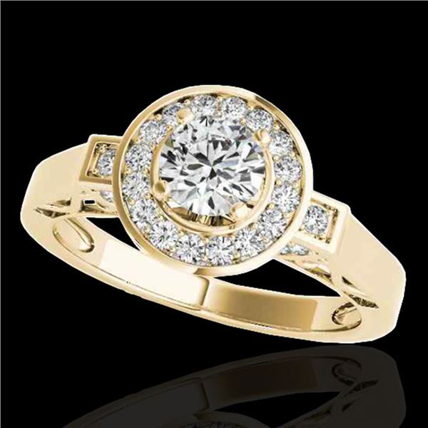 1.5 ctw Certified Diamond Solitaire Halo Ring 10k Yellow Gold - REF-204G5W