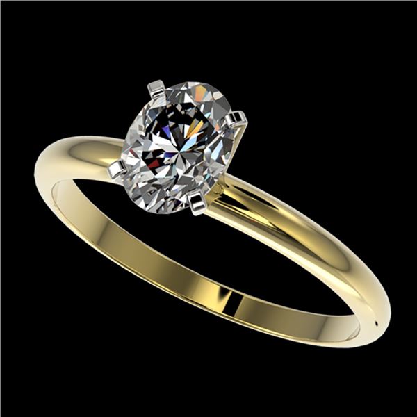 1 ctw Certified VS/SI Quality Oval Diamond Solitaire Ring 10k Yellow Gold - REF-243Y2X