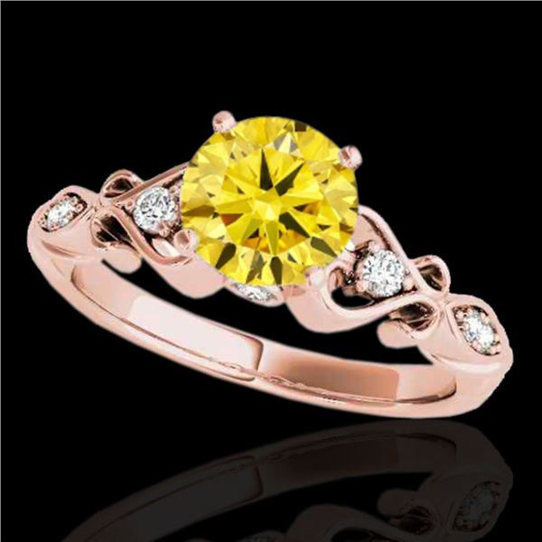 1.15 ctw Certified SI Intense Yellow Diamond Antique Ring 10k Rose Gold - REF-190X9A