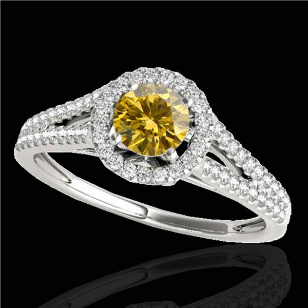 1.3 ctw Certified SI/I Fancy Intense Yellow Diamond Ring 10k White Gold - REF-177G3W