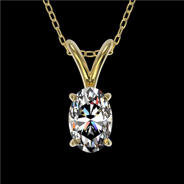 0.50 ctw Certified VS/SI Quality Oval Diamond Necklace 10k Yellow Gold - REF-65F2M