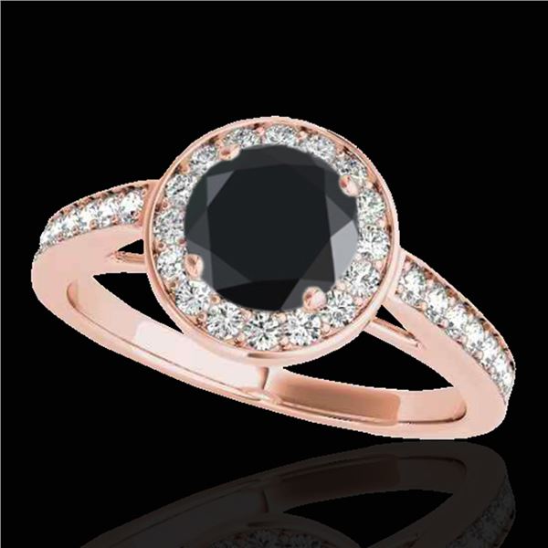 1.45 ctw Certified VS Black Diamond Solitaire Halo Ring 10k Rose Gold - REF-57H3R