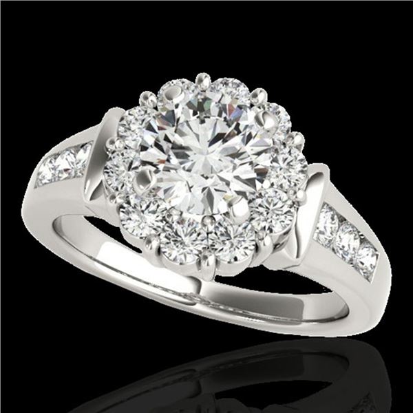 1.9 ctw Certified Diamond Solitaire Halo Ring 10k White Gold - REF-216Y8X