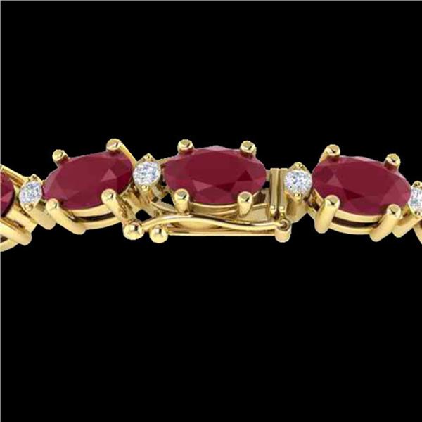 15 ctw Ruby & VS/SI Diamond Certified Eternity Bracelet 10k Yellow Gold - REF-122M8G