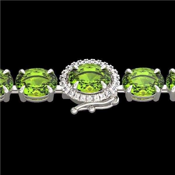 19.25 ctw Peridot & VS/SI Diamond Micro Pave Bracelet 14k White Gold - REF-154M5G