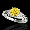 Image 1 : 1.1 ctw Certified SI Fancy Yellow Diamond Solitaire Ring 10k White Gold - REF-177N3F