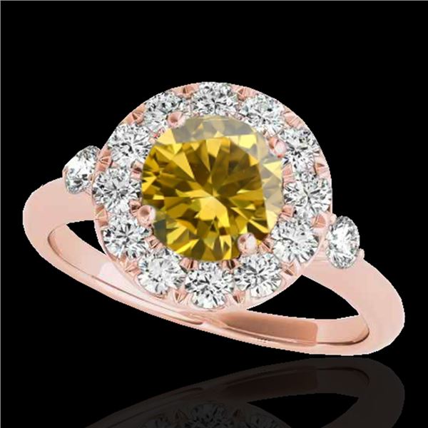 1.5 ctw Certified SI/I Fancy Intense Yellow Diamond Ring 10k Rose Gold - REF-184M3G