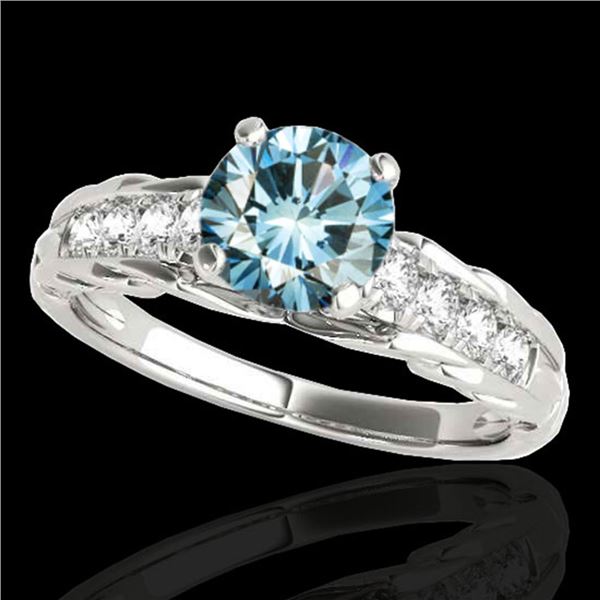 1.2 ctw SI Certified Fancy Blue Diamond Solitaire Ring 10k White Gold - REF-118X6A