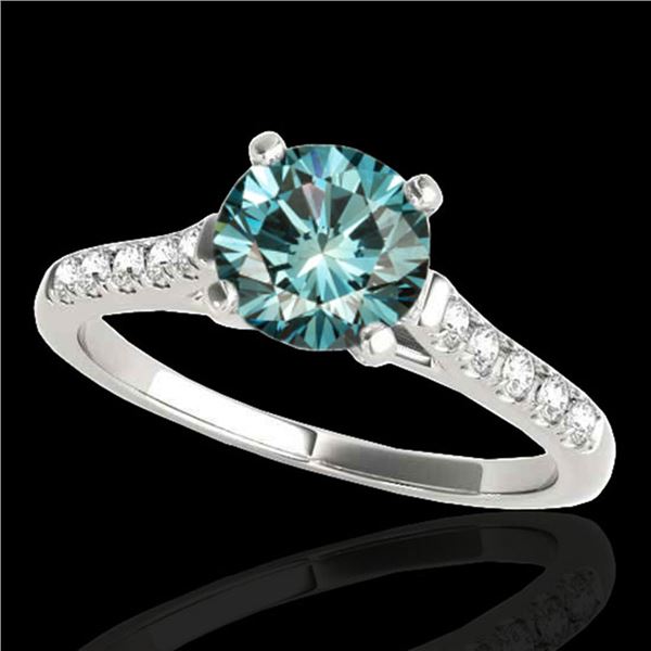 1.2 ctw SI Certified Fancy Blue Diamond Solitaire Ring 10k White Gold - REF-122F8M