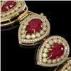 Image 3 : 56.04 ctw Certified Ruby & Diamond Victorian Bracelet 14K Yellow Gold - REF-1520G8W