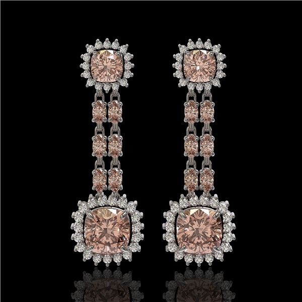 17.42 ctw Morganite & Diamond Earrings 14K White Gold - REF-431W3H