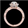 Image 2 : 1.69 ctw Certified Diamond Solitaire Halo Ring 10k Rose Gold - REF-197A8N