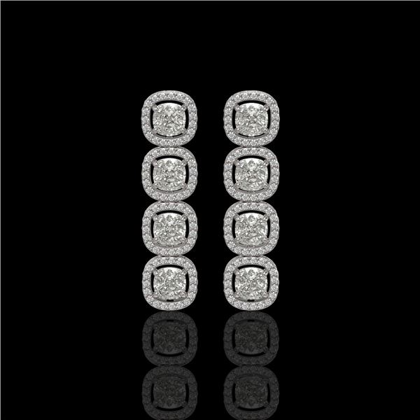5.28 ctw Cushion Cut Diamond Micro Pave Earrings 18K White Gold - REF-668K2Y