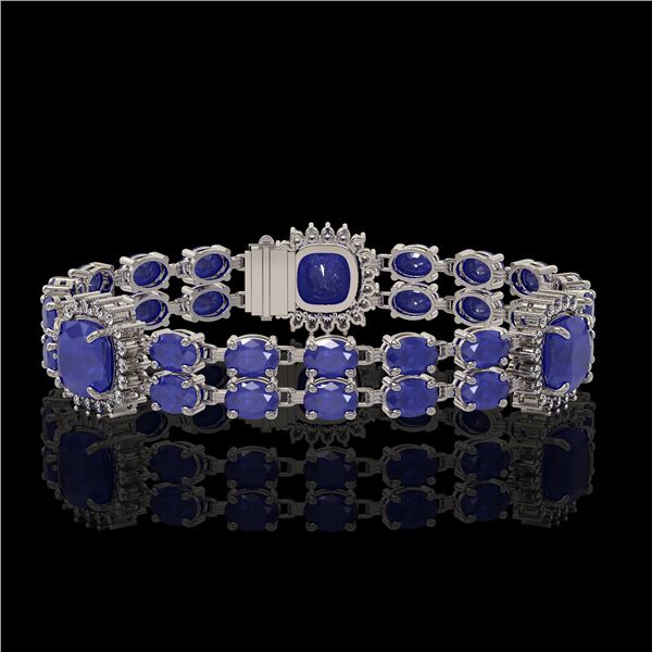 21.83 ctw Sapphire & Diamond Bracelet 14K White Gold - REF-270A2N