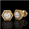 Image 2 : 1.07 ctw VS/SI Diamond Solitaire Art Deco Stud Earrings 18k Yellow Gold - REF-218A2N