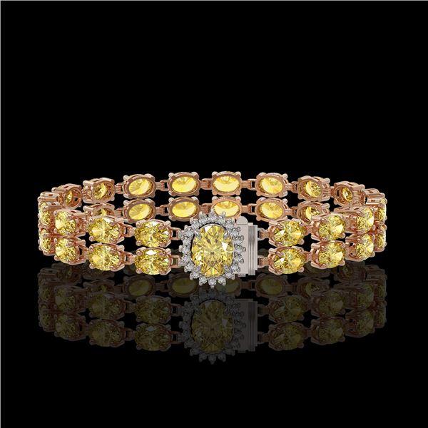 24.02 ctw Citrine & Diamond Bracelet 14K Rose Gold - REF-218A2N