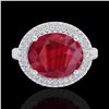 Image 2 : 4.50 ctw Ruby & Micro Pave VS/SI Diamond Certified Ring 18k White Gold - REF-119N6F