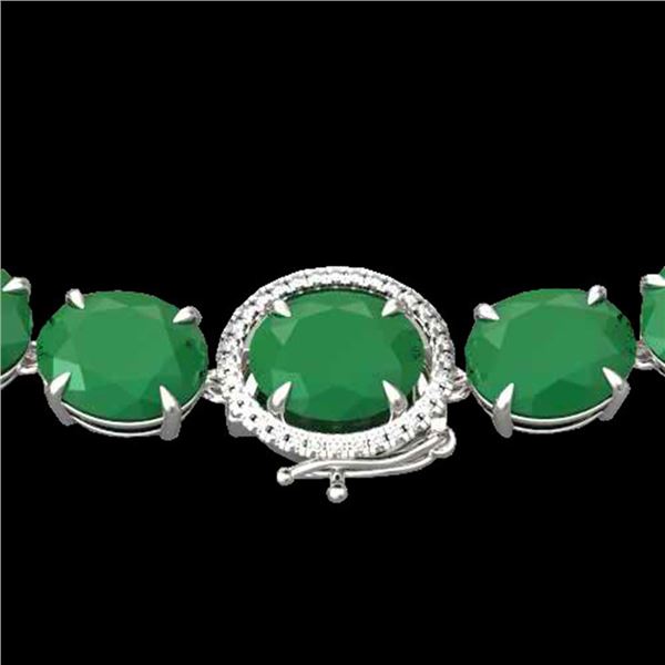 170 ctw Emerald & VS/SI Diamond Halo Micro Necklace 14k White Gold - REF-1545A5N