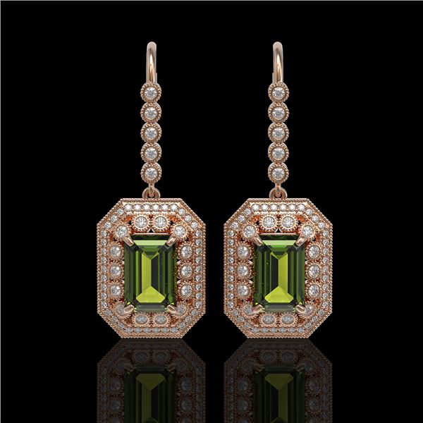 13.4 ctw Tourmaline & Diamond Victorian Earrings 14K Rose Gold - REF-375A3N