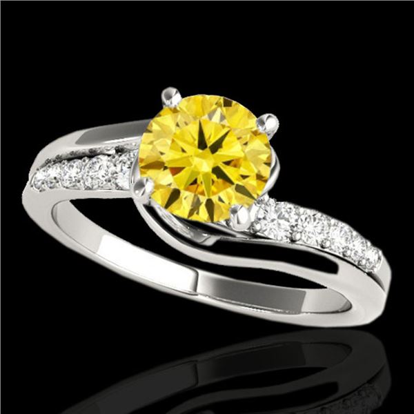 1.31 ctw Certified SI Intense Yellow Diamond Bypass Ring 10k White Gold - REF-190Y9X