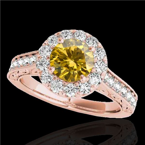 2.22 ctw Certified SI/I Fancy Intense Yellow Diamond Ring 10k Rose Gold - REF-340W9H