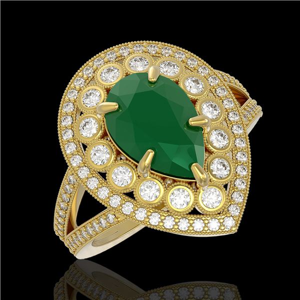 5.12 ctw Certified Emerald & Diamond Victorian Ring 14K Yellow Gold - REF-178M2G