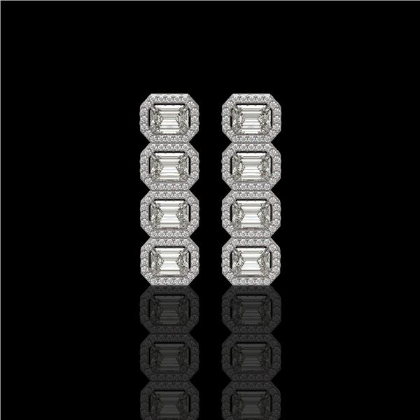 5.33 ctw Emerald Cut Diamond Micro Pave Earrings 18K White Gold - REF-844A2N