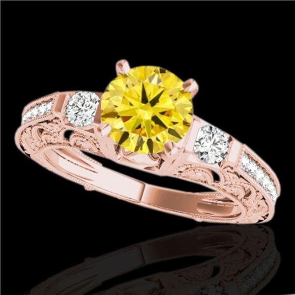 1.38 ctw Certified SI Intense Yellow Diamond Antique Ring 10k Rose Gold - REF-177K3Y