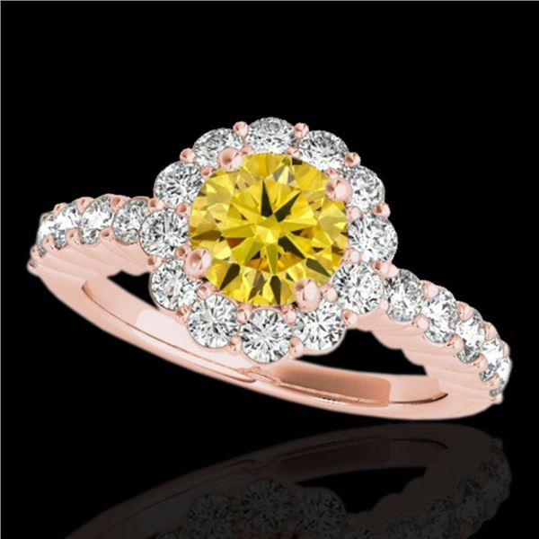 1.75 ctw Certified SI/I Fancy Intense Yellow Diamond Ring 10k Rose Gold - REF-211N4F