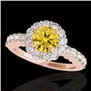 Image 1 : 1.75 ctw Certified SI/I Fancy Intense Yellow Diamond Ring 10k Rose Gold - REF-211N4F