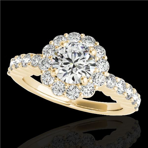 1.75 ctw Certified Diamond Solitaire Halo Ring 10k Yellow Gold - REF-211A4N