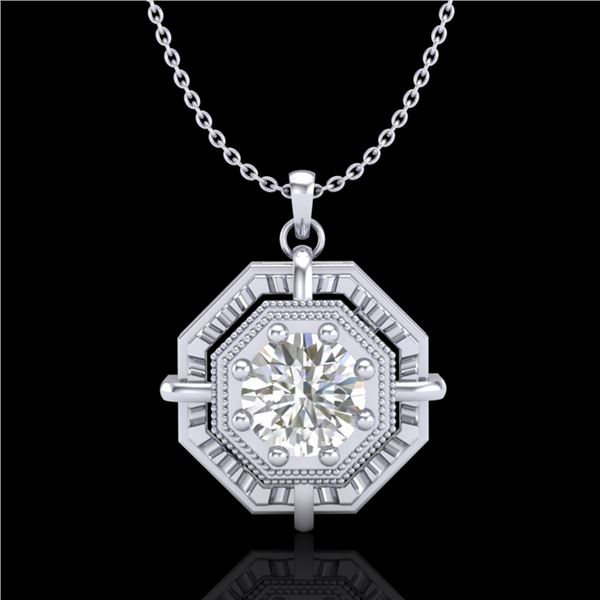 0.75 ctw VS/SI Diamond Solitaire Art Deco Stud Necklace 18k White Gold - REF-202K5Y