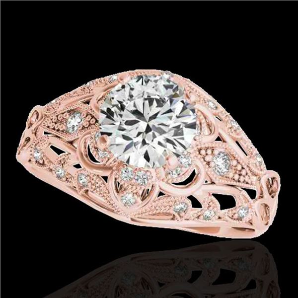1.36 ctw Certified Diamond Solitaire Antique Ring 10k Rose Gold - REF-197F8M