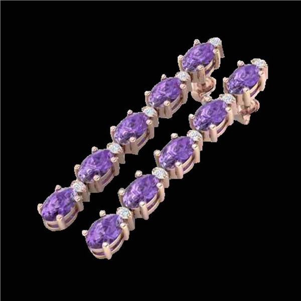 15.47 ctw Amethyst & VS/SI Certified Diamond Tennis Earrings 10k Rose Gold - REF-75W6H