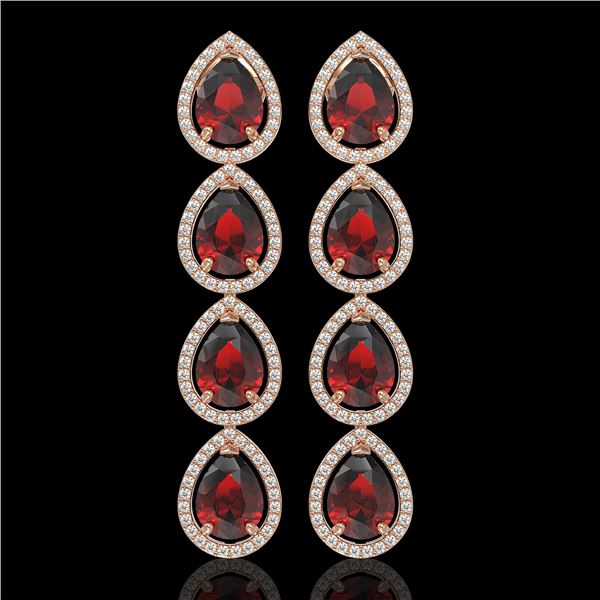 9.25 ctw Garnet & Diamond Micro Pave Halo Earrings 10k Rose Gold - REF-172W8H