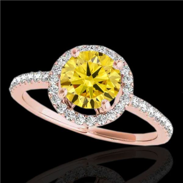 1.4 ctw Certified SI/I Fancy Intense Yellow Diamond Ring 10k Rose Gold - REF-190F9M