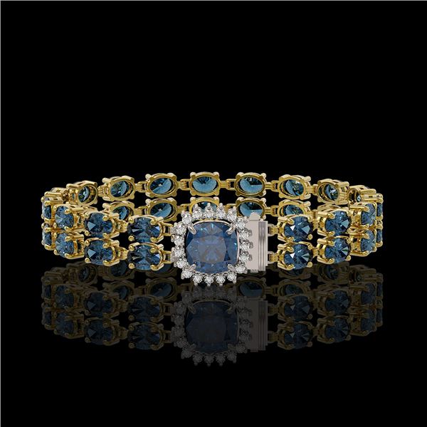 17.87 ctw London Topaz & Diamond Bracelet 14K Yellow Gold - REF-178Y2X