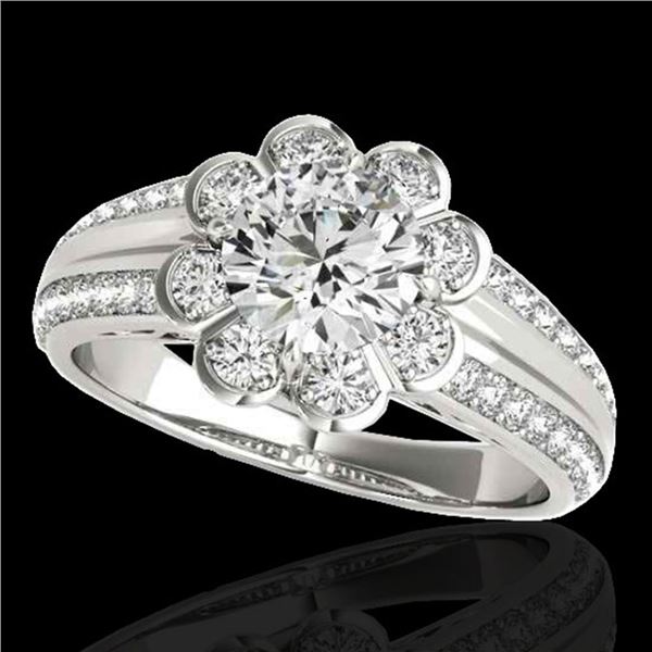 2.05 ctw Certified Diamond Solitaire Halo Ring 10k White Gold - REF-381F8M